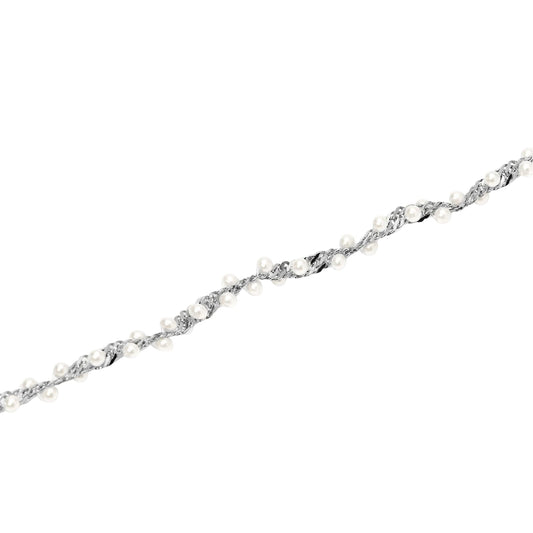 Bracciale catena Kidult Style in acciaio con perle conchiglia 19,5 cm