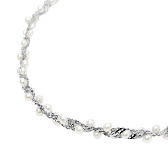 Bracciale catena Kidult Style in acciaio con perle conchiglia 19,5 cm