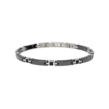 Bracciale catena Kidult Style 22 in acciaio ceramica cristalli 21 cm