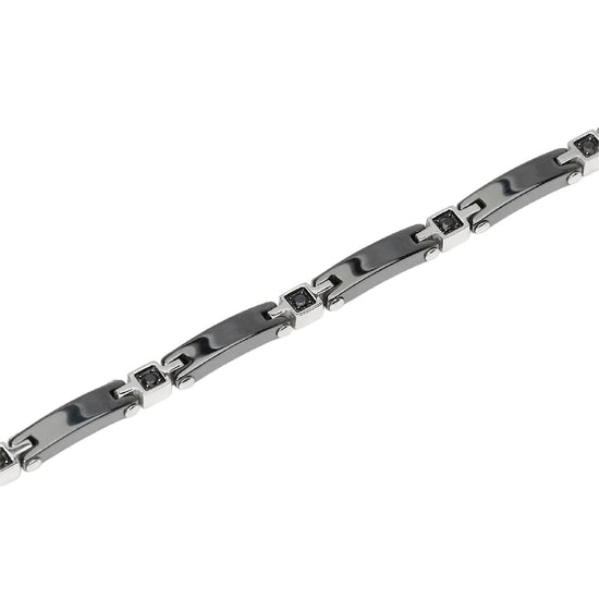 Bracciale catena Kidult Style 22 in acciaio ceramica cristalli 21 cm
