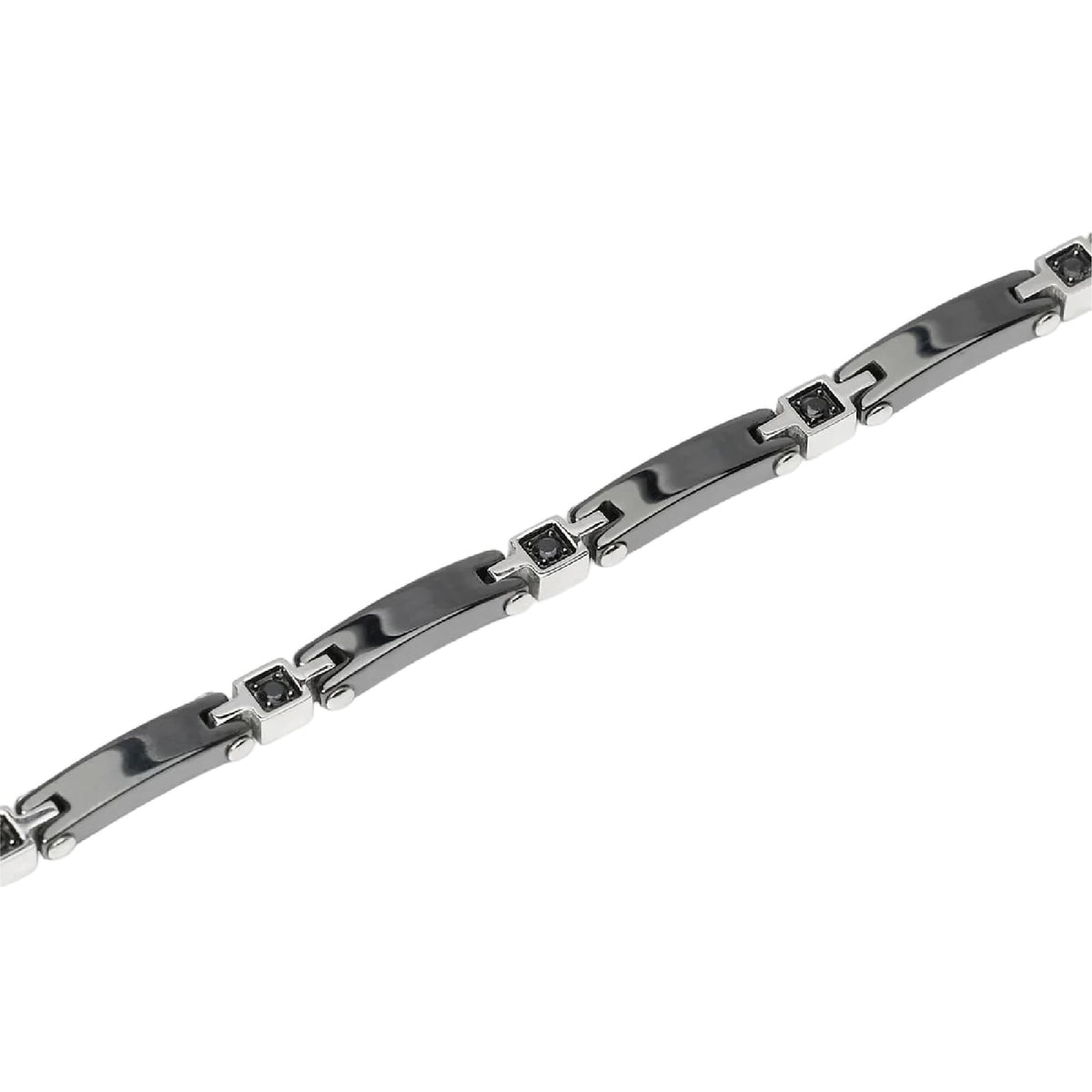 Bracciale catena Kidult Style 22 in acciaio ceramica cristalli 21 cm