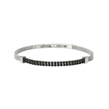 Bracciale catena Kidult Style 15 in acciaio e cristalli neri 21 cm