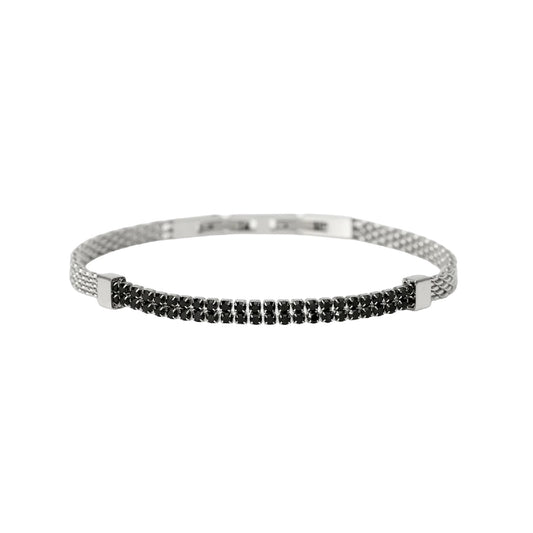 Bracciale catena Kidult Style 15 in acciaio e cristalli neri 21 cm
