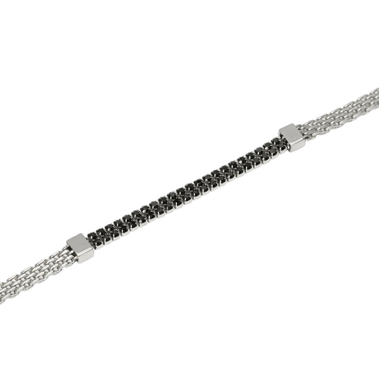 Bracciale catena Kidult Style 15 in acciaio e cristalli neri 21 cm