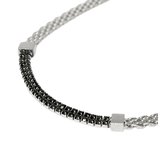 Bracciale catena Kidult Style 15 in acciaio e cristalli neri 21 cm