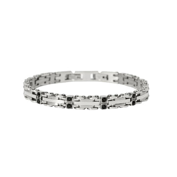 Bracciale catena Kidult Style 67 in acciaio e cristalli neri 21 cm