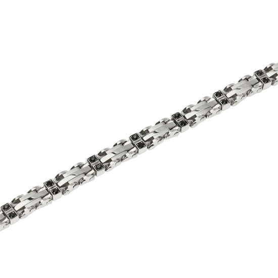 Bracciale catena Kidult Style 67 in acciaio e cristalli neri 21 cm