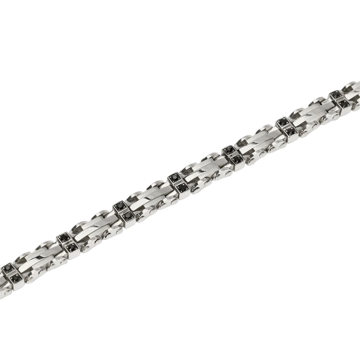 Bracciale catena Kidult Style 67 in acciaio e cristalli neri 21 cm