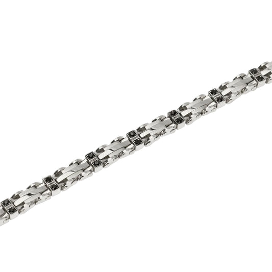 Bracciale catena Kidult Style 67 in acciaio e cristalli neri 21 cm