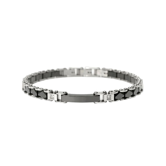 Bracciale catena Kidult Style 22 in acciaio cristalli bianchi 20,5 cm