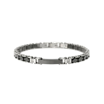 Bracciale catena Kidult Style 22 in acciaio cristalli bianchi 20,5 cm