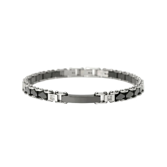Bracciale catena Kidult Style 22 in acciaio cristalli bianchi 20,5 cm