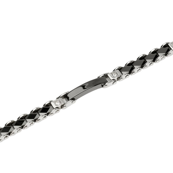 Bracciale catena Kidult Style 22 in acciaio cristalli bianchi 20,5 cm