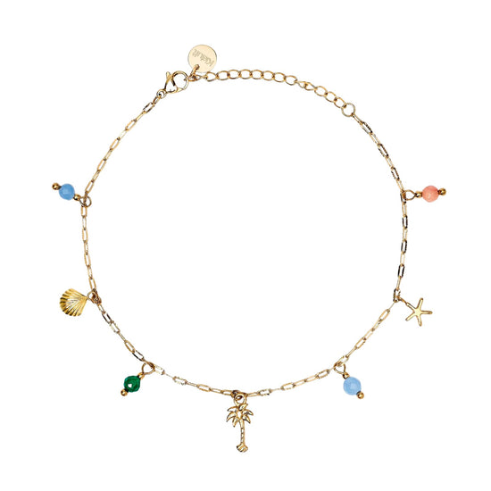 Cavigliera con pendenti Kidult Style 86 in acciaio oro estate Regolabile 21-25 cm