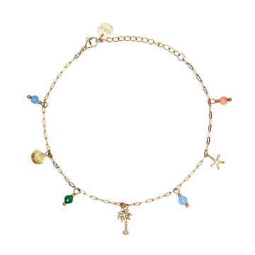 Cavigliera con pendenti Kidult Style 86 in acciaio oro estate Regolabile 21-25 cm