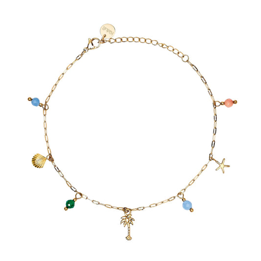 Cavigliera con pendenti Kidult Style 86 in acciaio oro estate Regolabile 21-25 cm