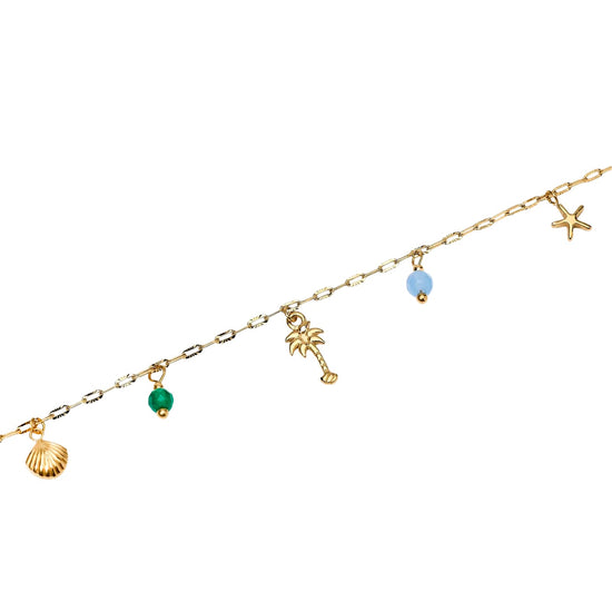 Cavigliera con pendenti Kidult Style 86 in acciaio oro estate Regolabile 21-25 cm