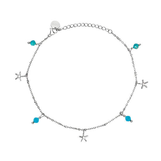 Cavigliera con pendenti Kidult Style 86 in acciaio e apatite Regolabile 21-25 cm
