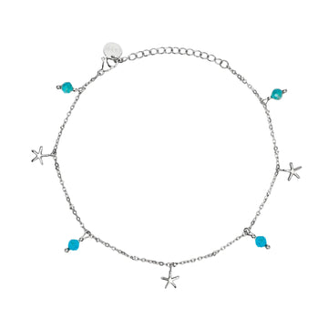 Cavigliera con pendenti Kidult Style 86 in acciaio e apatite Regolabile 21-25 cm