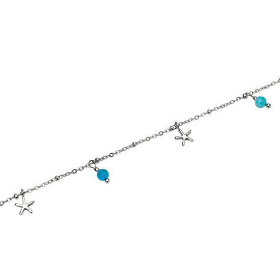 Cavigliera con pendenti Kidult Style 86 in acciaio e apatite Regolabile 21-25 cm