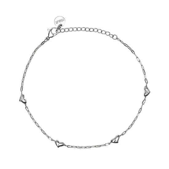 Cavigliera catena Kidult Style 86 in acciaio con cuori Regolabile 21-25 cm