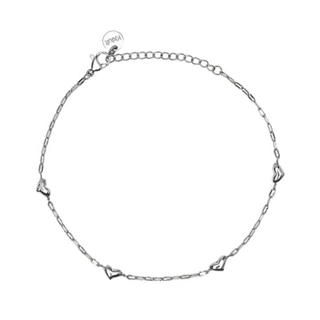Cavigliera catena Kidult Style 86 in acciaio con cuori Regolabile 21-25 cm