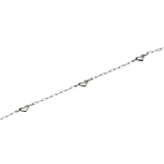 Cavigliera catena Kidult Style 86 in acciaio con cuori Regolabile 21-25 cm