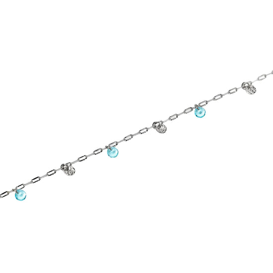 Cavigliera catena Kidult Style 86 in acciaio con cristalli Regolabile 21-25 cm