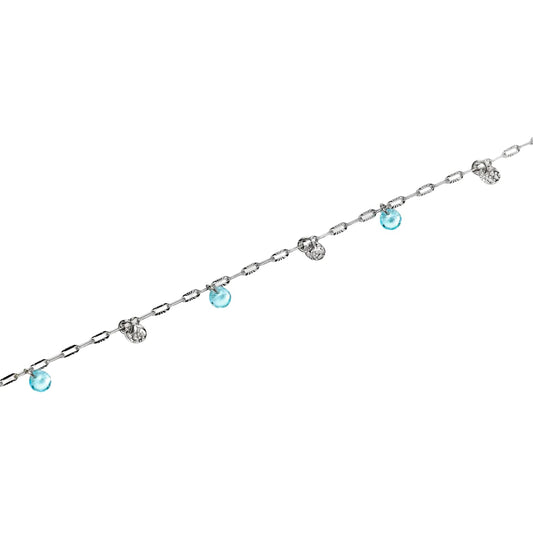 Cavigliera catena Kidult Style 86 in acciaio con cristalli Regolabile 21-25 cm
