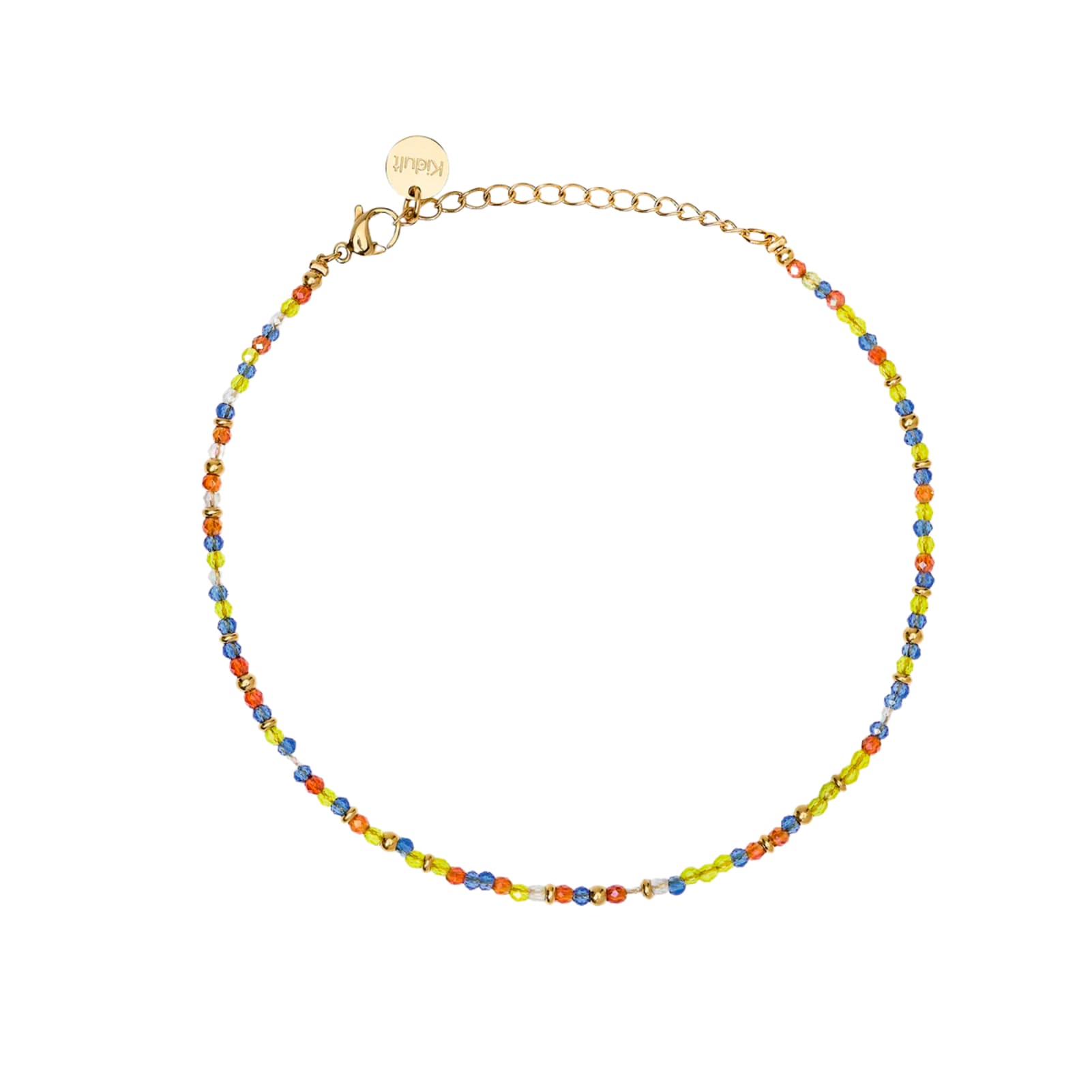 Cavigliera Kidult Style 86 in acciaio oro perline multicolor Regolabile 21-25 cm