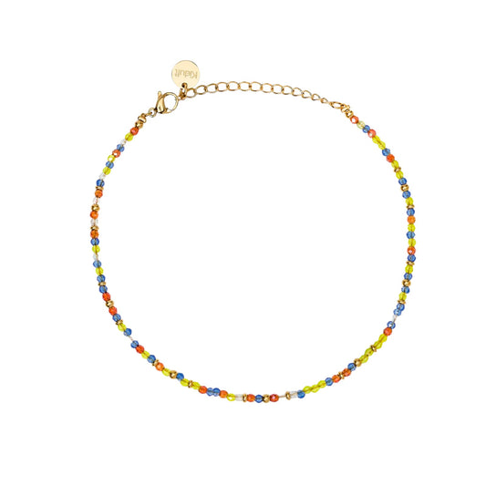 Cavigliera Kidult Style 86 in acciaio oro perline multicolor Regolabile 21-25 cm
