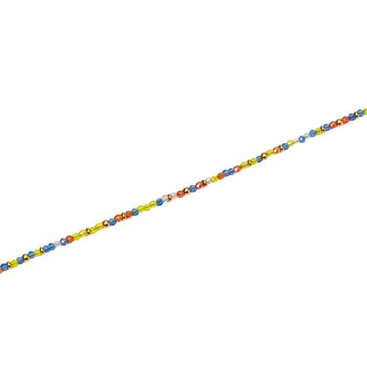 Cavigliera Kidult Style 86 in acciaio oro perline multicolor Regolabile 21-25 cm