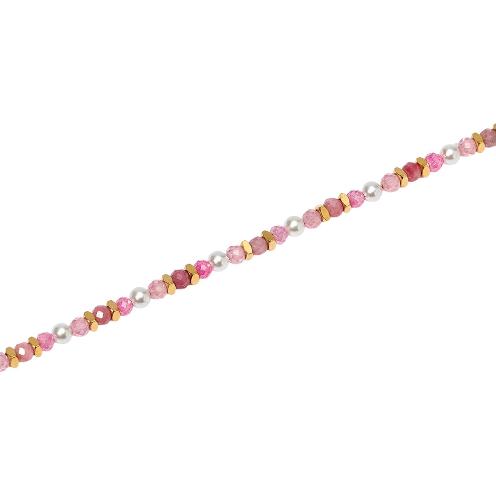 Cavigliera Kidult Style 86 in acciaio oro con perline rosa Regolabile 21-25 cm