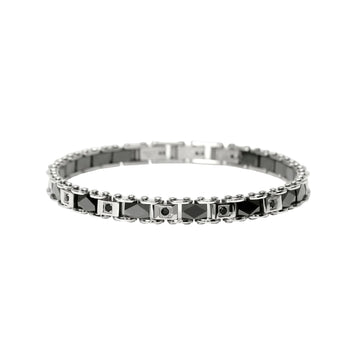 Bracciale catena Kidult Style 22 in acciaio cristalli neri 20,5 cm