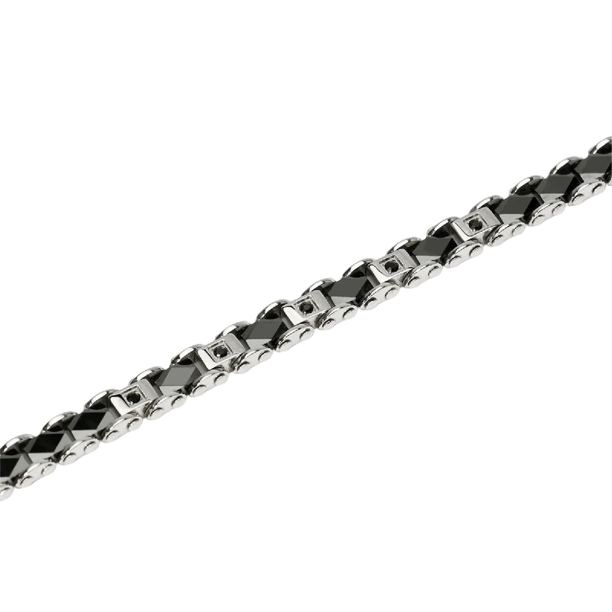 Bracciale catena Kidult Style 22 in acciaio cristalli neri 20,5 cm