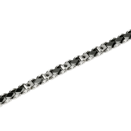 Bracciale catena Kidult Style 22 in acciaio cristalli neri 20,5 cm