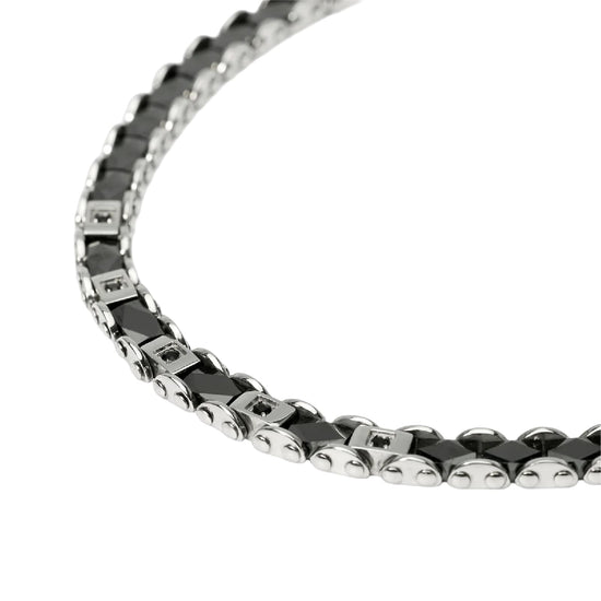 Bracciale catena Kidult Style 22 in acciaio cristalli neri 20,5 cm