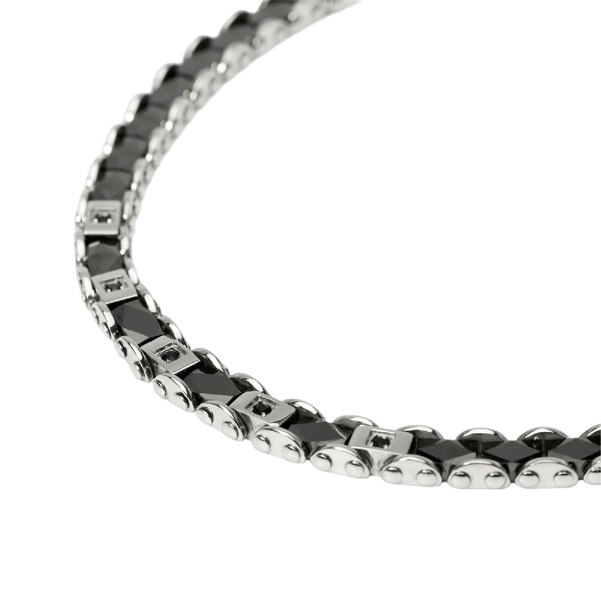 Bracciale catena Kidult Style 22 in acciaio cristalli neri 20,5 cm