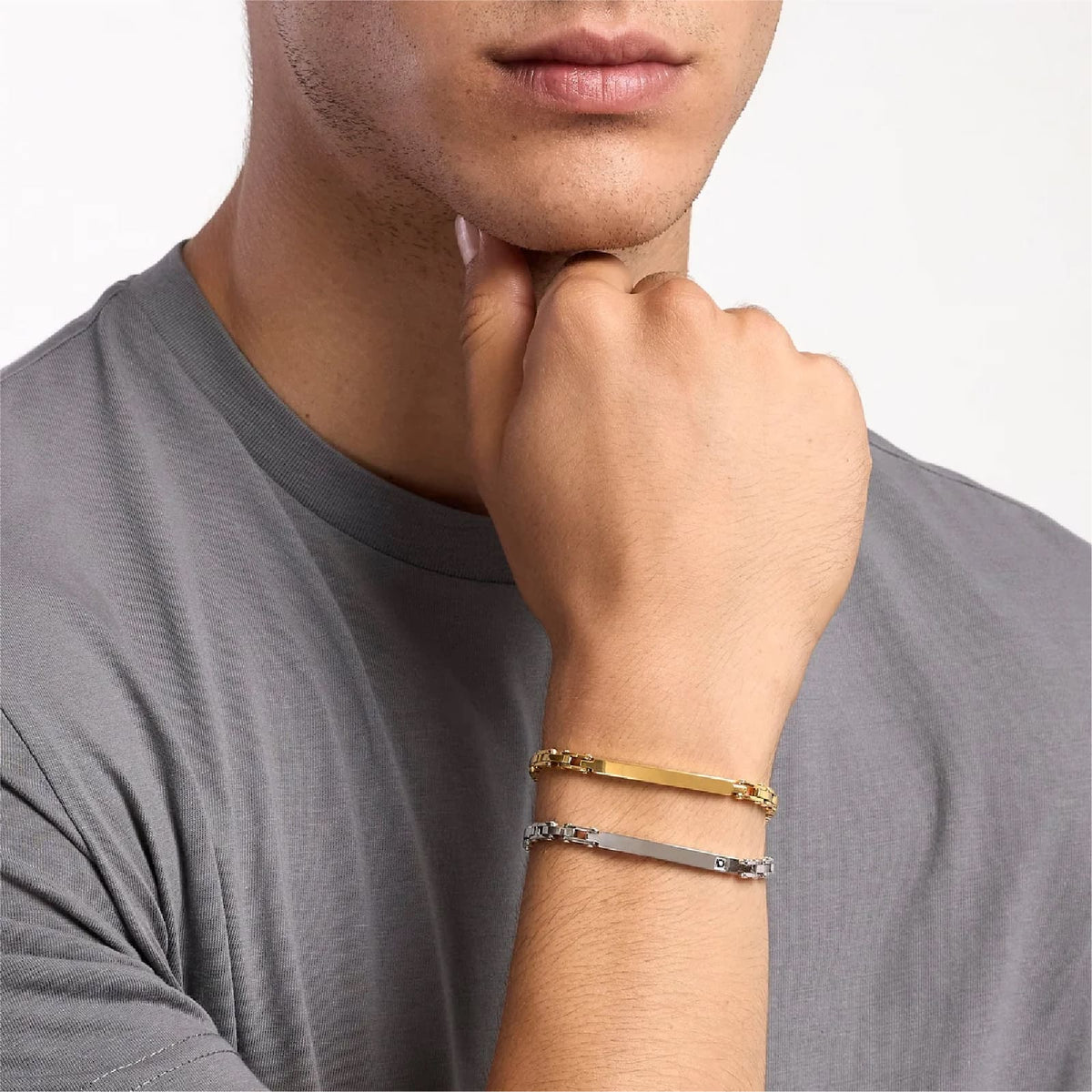 Bracciale catena Kidult Style 21 in acciaio cristallo nero 21 cm