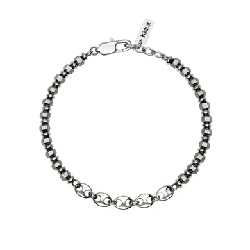 Bracciale Kidult Style 63 in acciaio ed ematite catena marina 21 cm