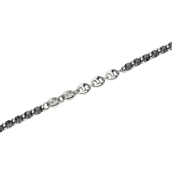 Bracciale Kidult Style 63 in acciaio ed ematite catena marina 21 cm