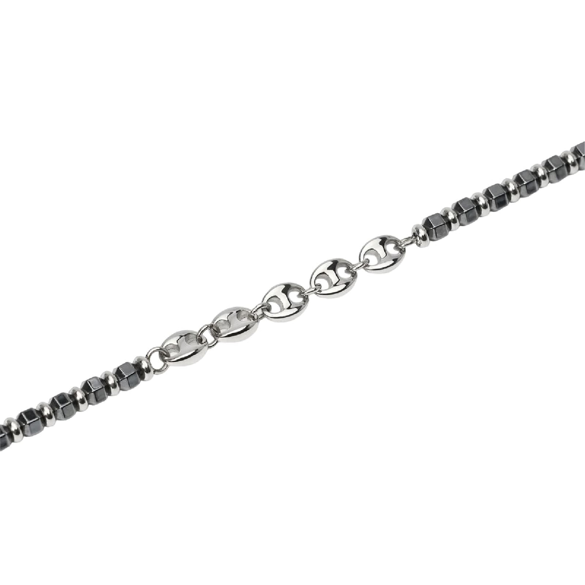 Bracciale Kidult Style 63 in acciaio ed ematite catena marina 21 cm