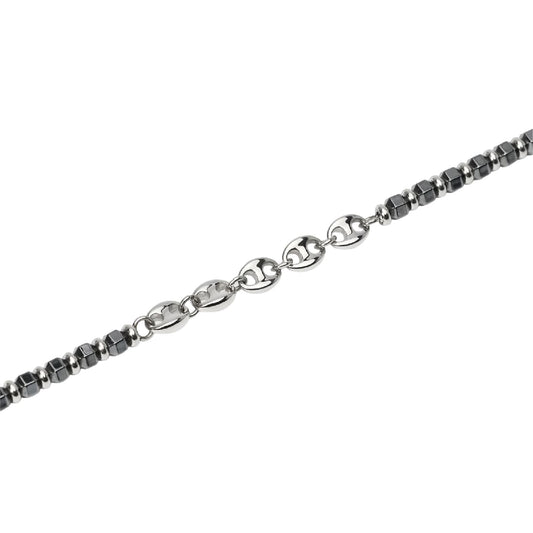 Bracciale Kidult Style 63 in acciaio ed ematite catena marina 21 cm