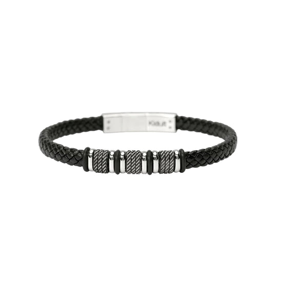 Bracciale corda Kidult Style 52 in ecopelle e acciaio 20,5 cm