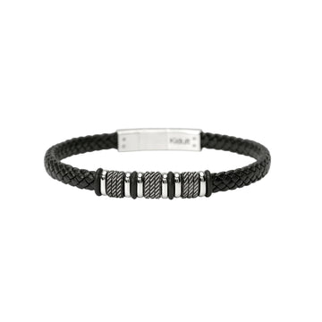 Bracciale corda Kidult Style 52 in ecopelle e acciaio 20,5 cm
