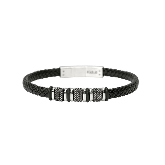 Bracciale corda Kidult Style 52 in ecopelle e acciaio 20,5 cm