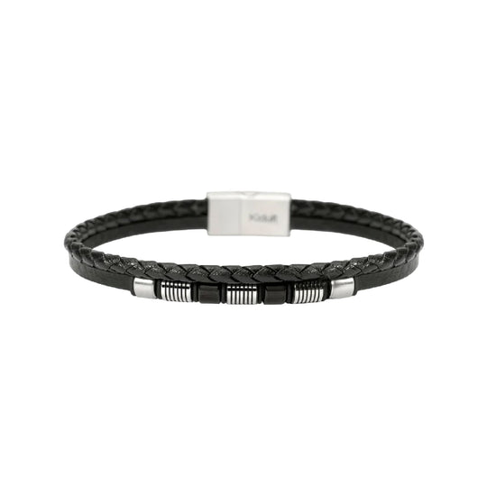 Bracciale doppia corda Kidult Style 52 in ecopelle e acciaio 20,5 cm