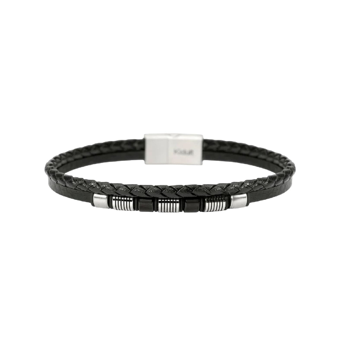 Bracciale doppia corda Kidult Style 52 in ecopelle e acciaio 20,5 cm