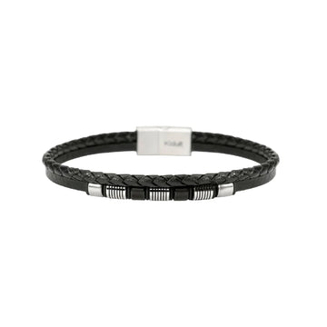 Bracciale doppia corda Kidult Style 52 in ecopelle e acciaio 20,5 cm