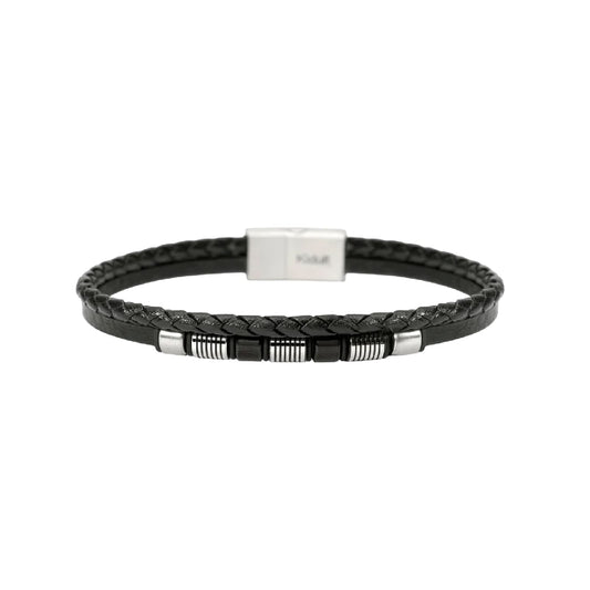 Bracciale doppia corda Kidult Style 52 in ecopelle e acciaio 20,5 cm